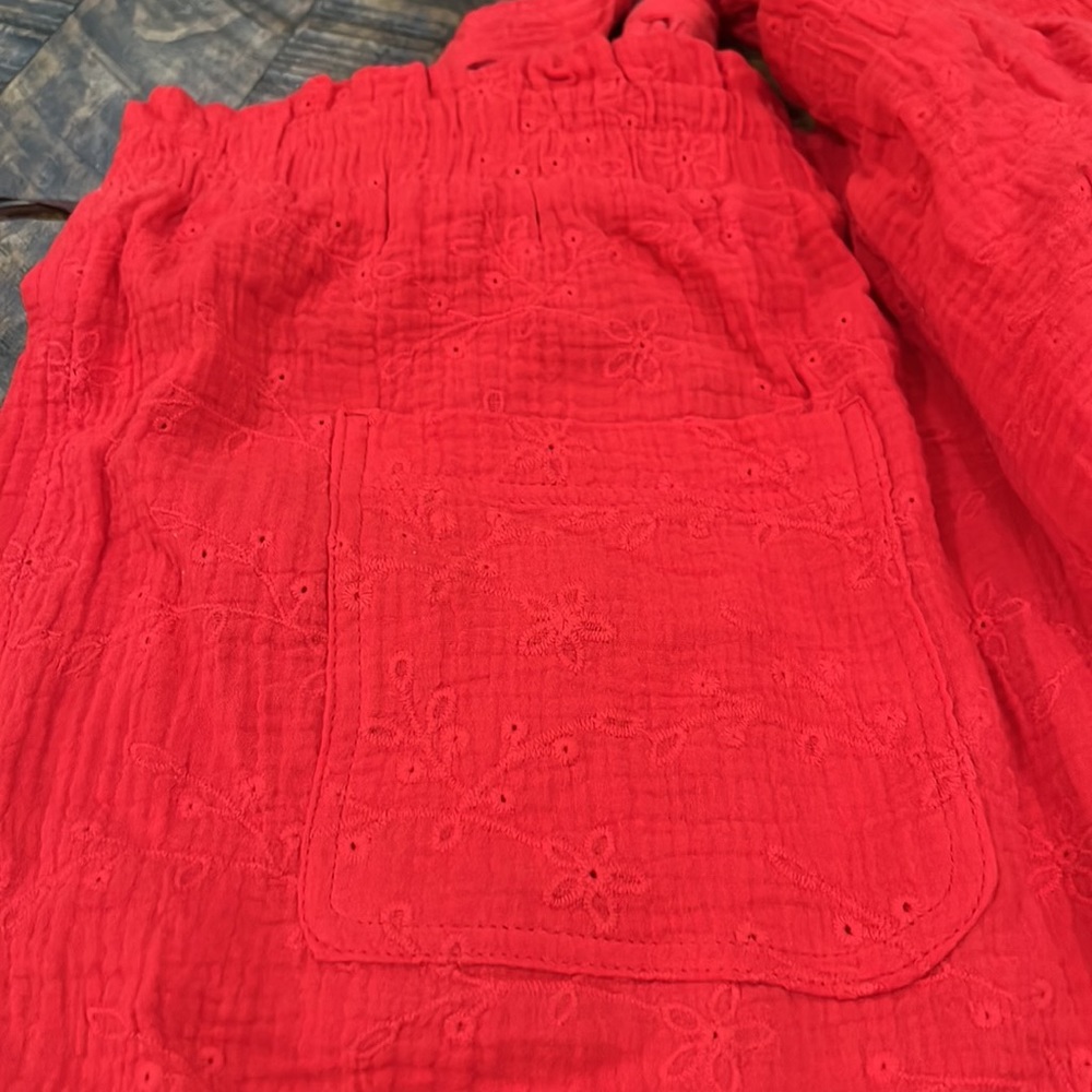 Knox Rose Tie front elastic waist paper pag casual shorts in rebel Red size 2X - Picture 4 of 11